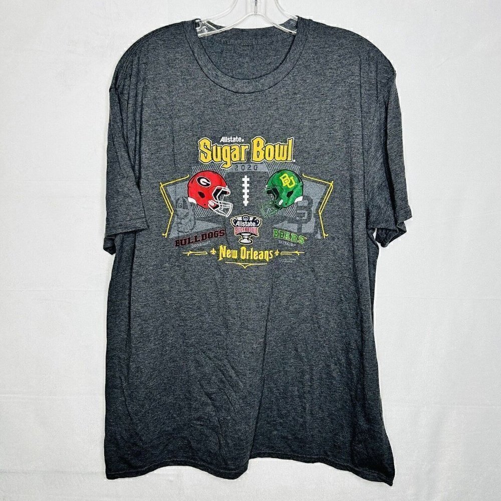 2020 Allstate Sugar Bowl New Orleans Georgia UGA Baylor Men's Gray T-Shirt Sz L